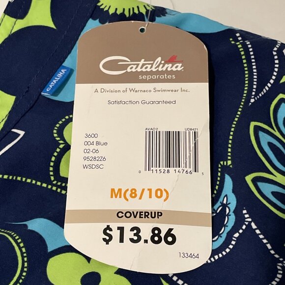 Vintage Y2K Catalina Board Shorts Coverup Women's M Blue Tropical Swim RARE NWT - Picture 6 of 12